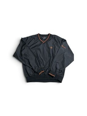 Vintage-TaylorMade Black Windbreaker Pullover with Orange Accents